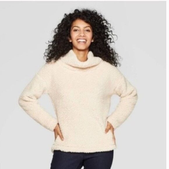 A New Day Small Pullover Sherpa Sweater Cozy Soft Cowl Cream NWT - Picture 1 of 5